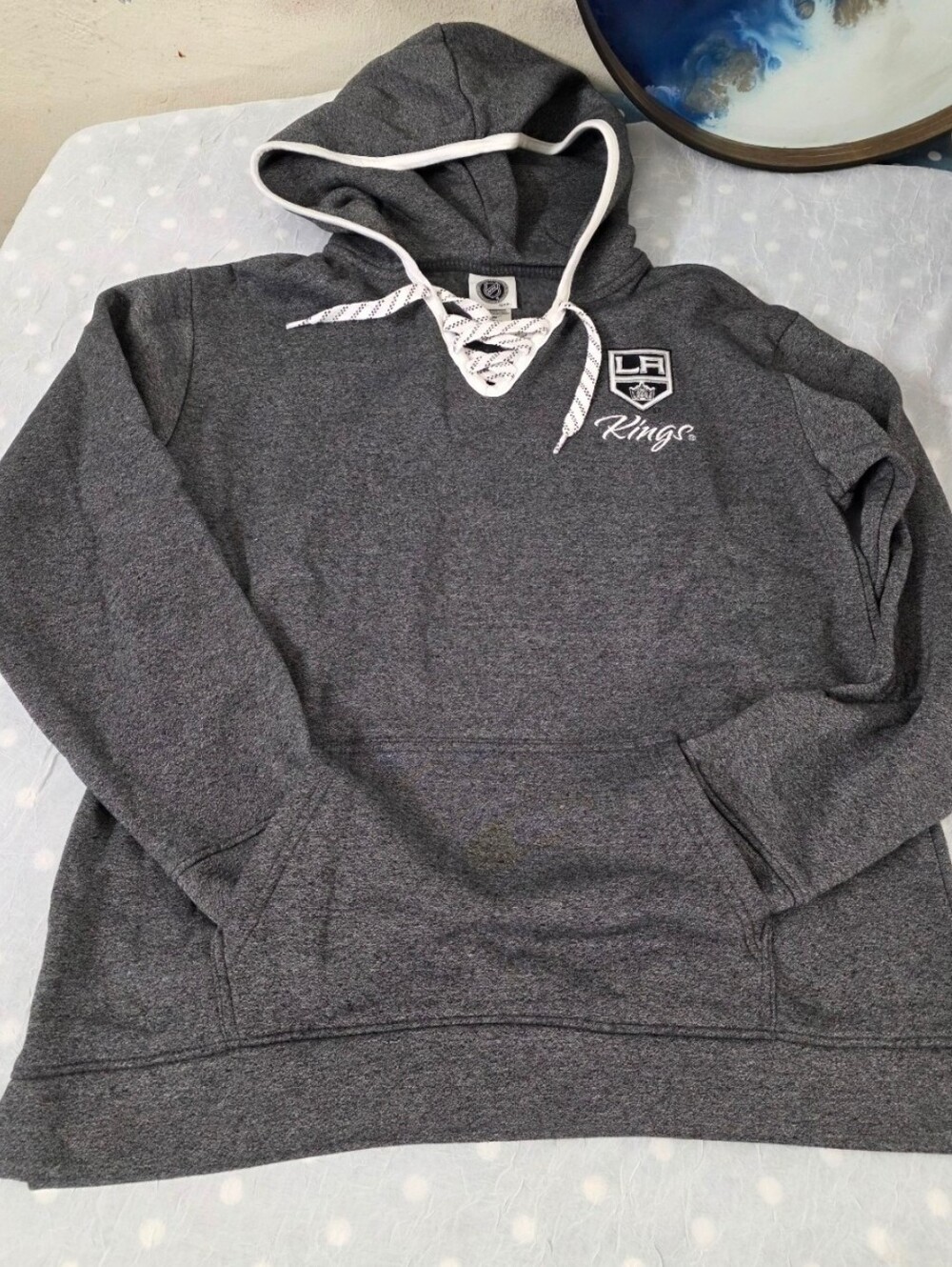 Los Angeles KINGS NHL long sleeve Women's pullover Dk Gray Hoodie Size 8/10 M